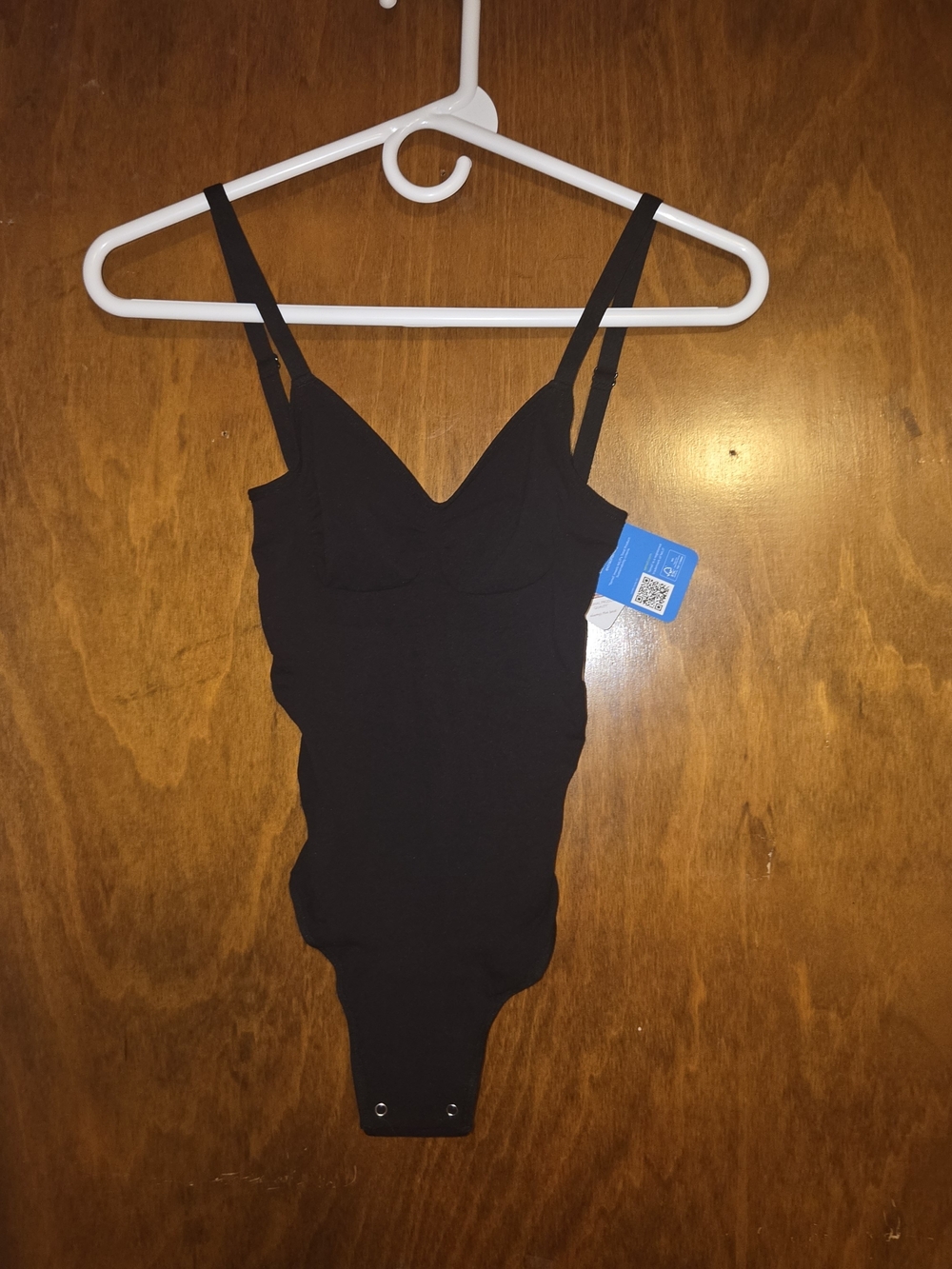 Popilush Black V-Neck Built-In Shapewear Bodysuit Thong Size XS/S NWT